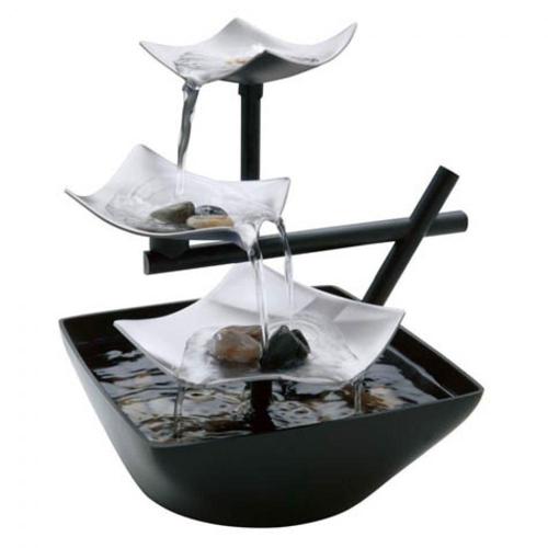 Homedics Indoor Cascading Relaxation Tabletop Fountain, Extra Deep Basin with natural River Rocks and Reflective Lighting