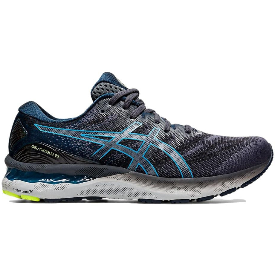 Men's Asics GEL-Nimbus 23, Carrier Grey/Digital Aqua, 11 2E Wide