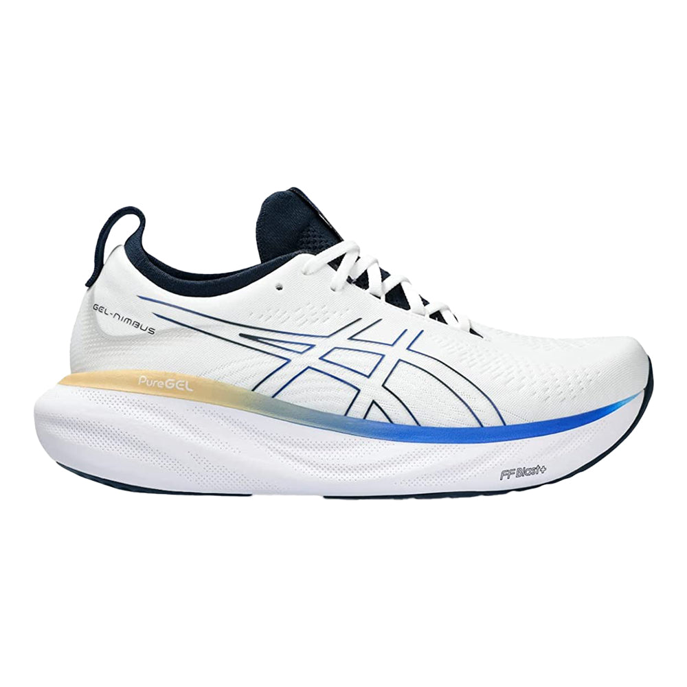 Men's Asics Gel-Nimbus 25, White/Illusion Blue, 12 D Medium
