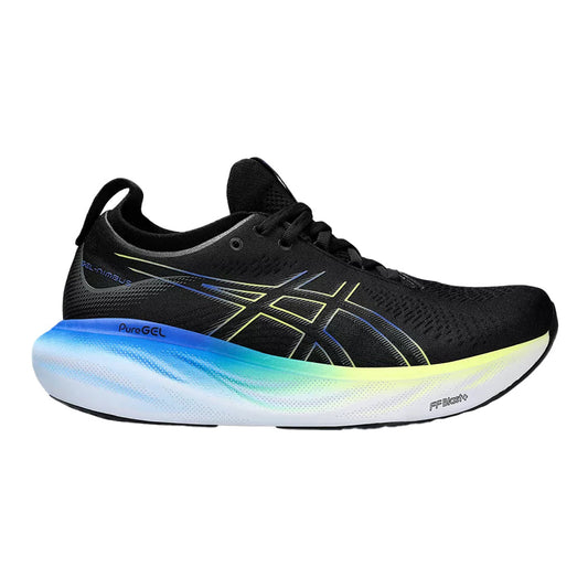 Men's Asics Gel-Nimbus 25, Black/Glow Yellow, 11.5 2E Wide