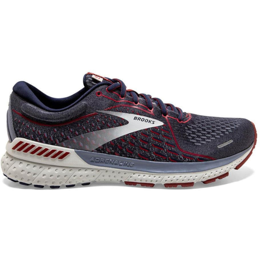 Men's Brooks Adrenaline GTS 21, Peacoat/Grey/Red, 10 D Medium