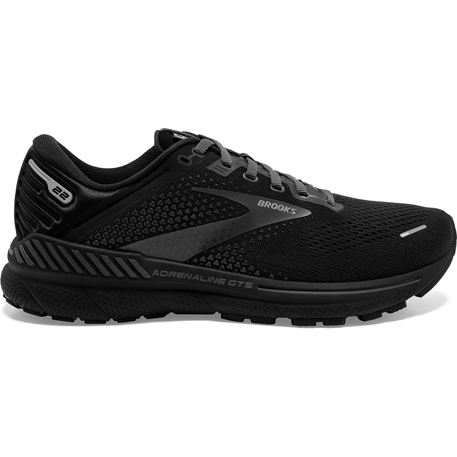 Men's Brooks Adrenaline GTS 22, Black/Black/Ebony, 8.5 2E Wide
