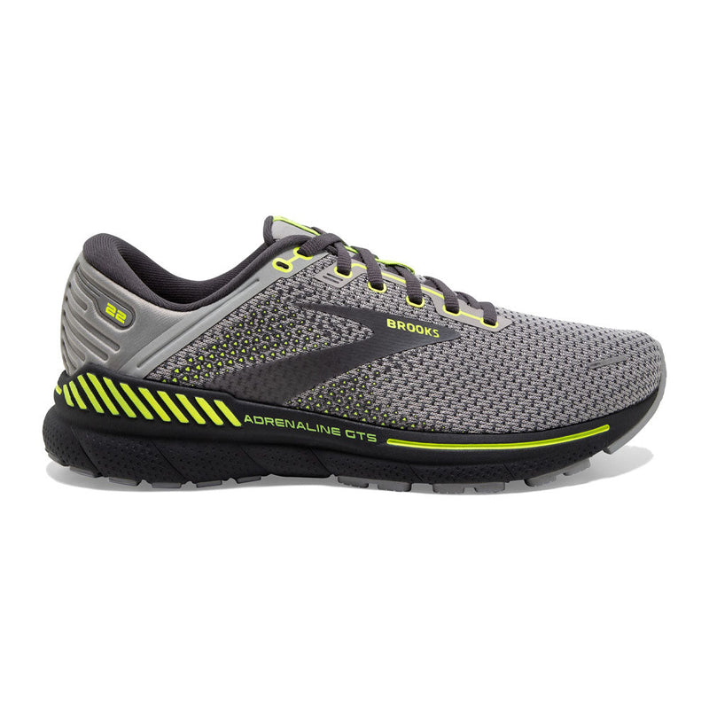 Men's Brooks Adrenaline GTS 22, Grey/Pearl/Nightlife, 12 D Medium