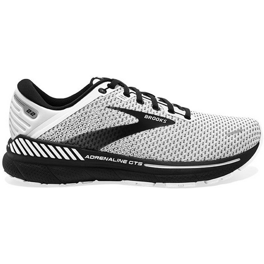 Men's Brooks Adrenaline GTS 22, White/Grey/Black, 7 D Medium