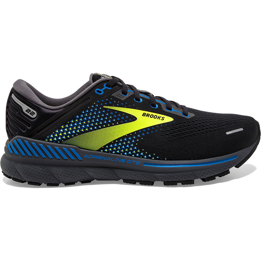 Men's Brooks Adrenaline GTS 22, Black/Blue/Nightlife, 11 D Medium