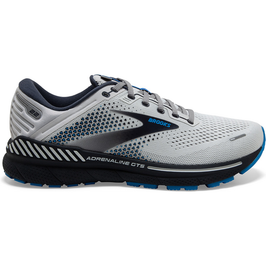 Men's Brooks Adrenaline GTS 22, Oyster/India Ink/Blue, 10.5 2E Wide