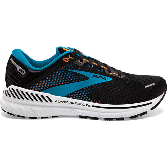 Men's Brooks Adrenaline GTS 22, Black/Blue/Orange, 11 D Medium