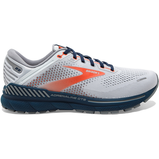 Men's Brooks Adrenaline GTS 22, Arctic/Red/Titan, 8.5 D Medium