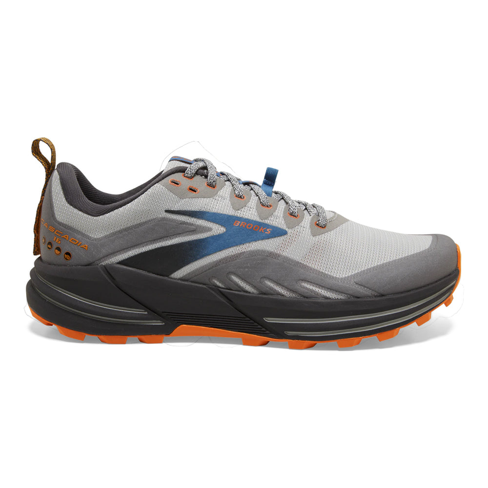Men's Brooks Cascadia 16, Oyster Mushroom/Alloy/Orange, 10.5 2E Wide