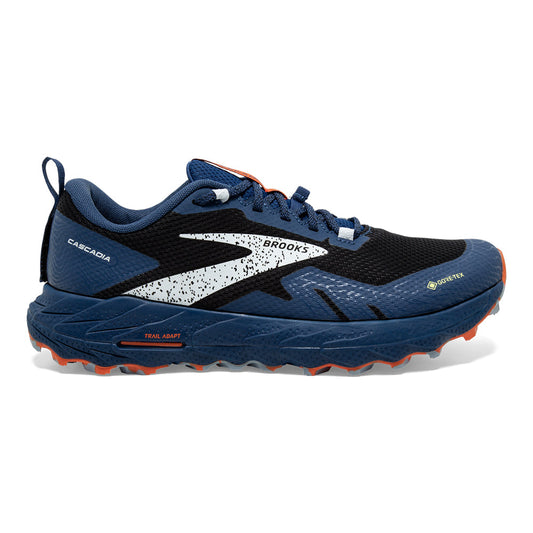 Men's Brooks Cascadia 17 GTX, Black/Blue/Firecracker, 9 D Medium
