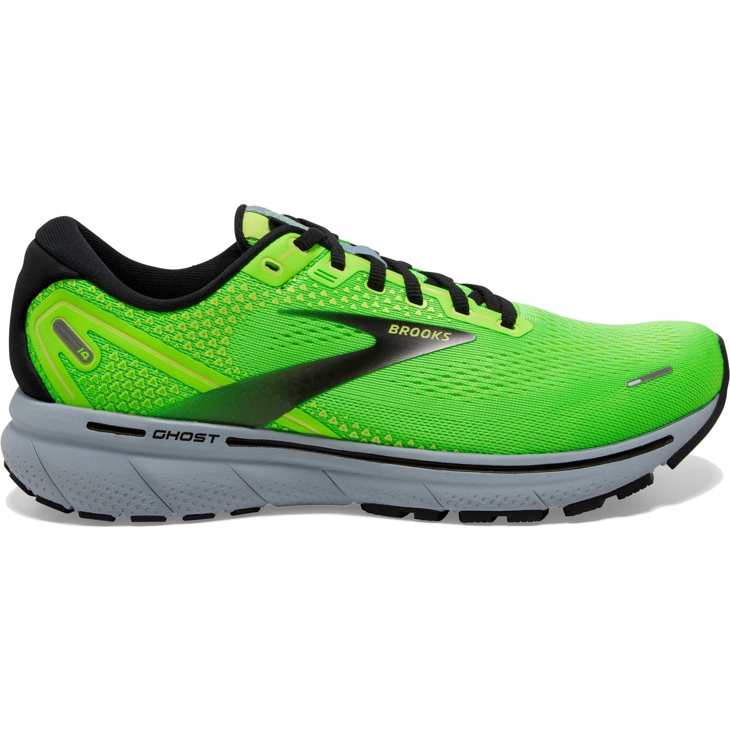 Men's Brooks Ghost 14, Green Gecko/Blue/Black, 10.5 D Medium
