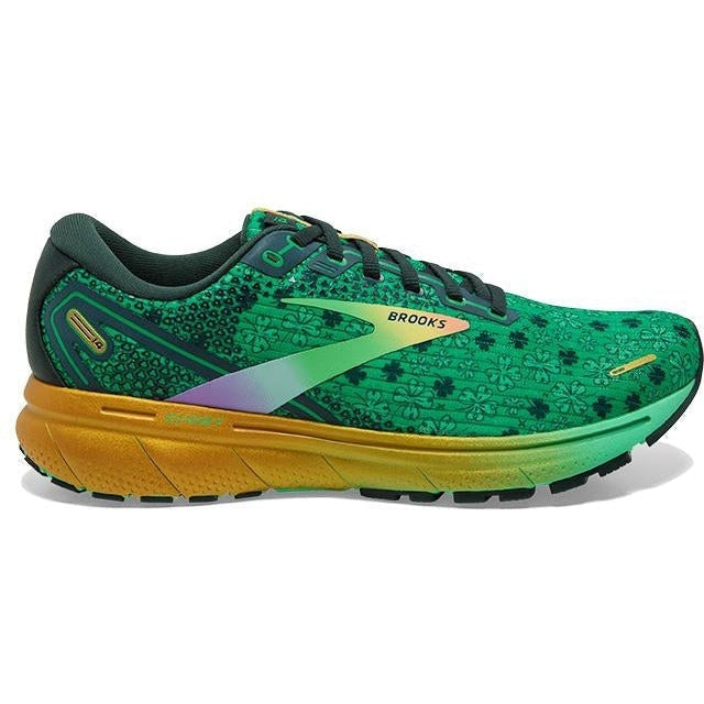 Men's Brooks Ghost 14, Bright Green/Gables/Gold, 11 D Medium