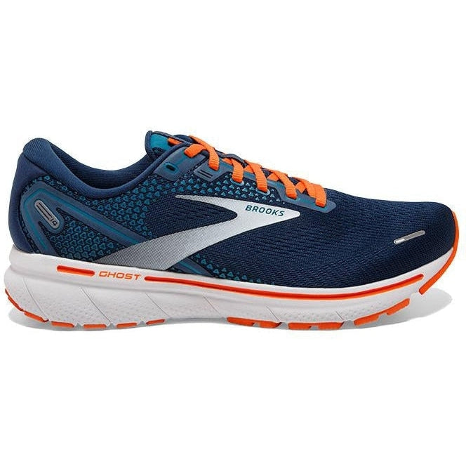Men's Brooks Ghost 14, Titan/Teal/Flame, 12 D Medium