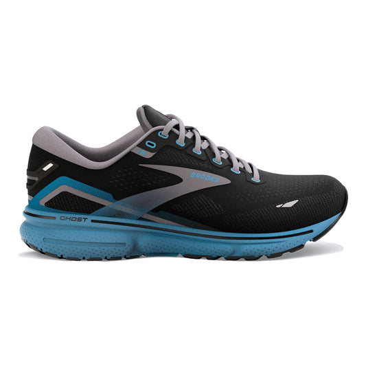 Men's Brooks Ghost 15, Black/Blackened Pearl/Blue, 13 D Medium