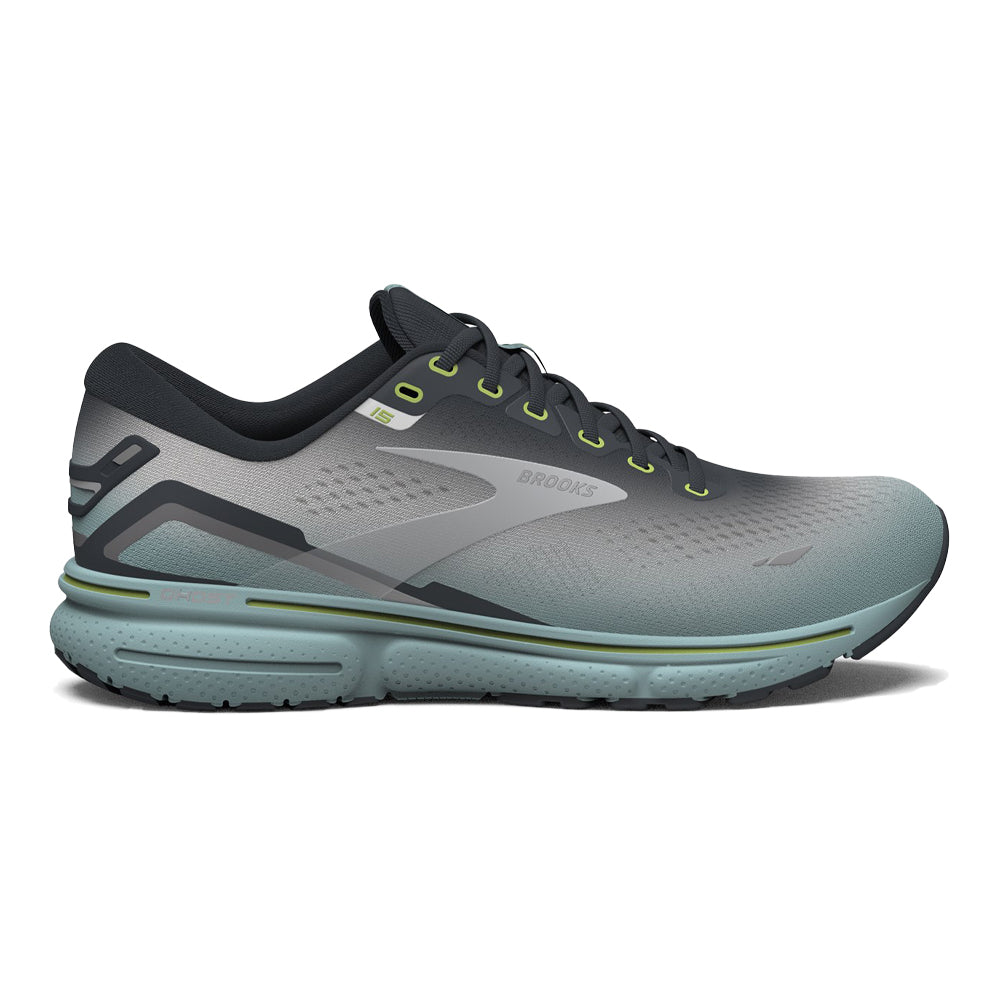 Men's Brooks Ghost 15, Grey/Oyster/Cloud Blue, 15 D Medium