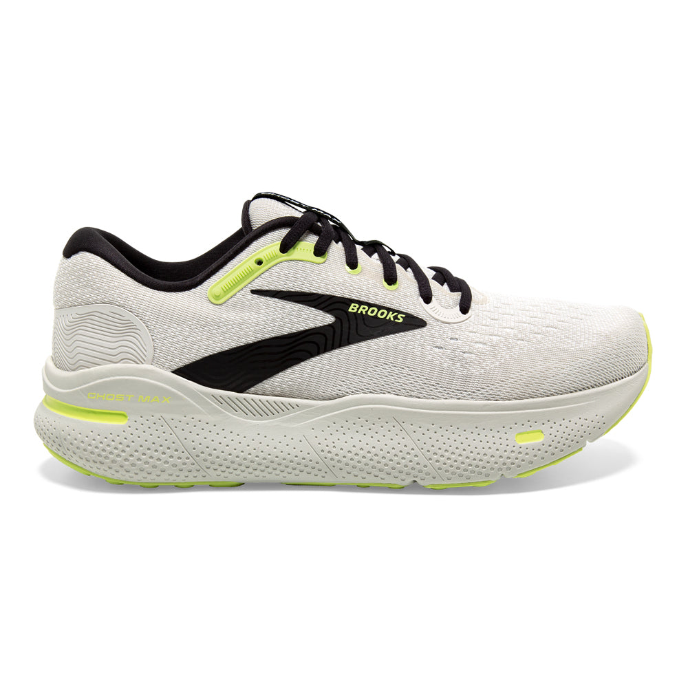 Men's Brooks Ghost Max, Grey/Black/Sharp Green, 11 D Medium