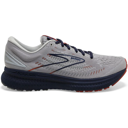 Men's Brooks Glycerin 19, Grey/Alloy/Peacoat, 11.5 D Medium