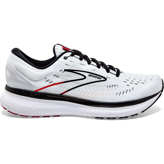 Men's Brooks Glycerin 19, White/Black/Red, 8 D Medium