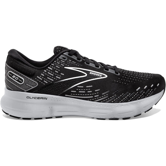 Men's Brooks Glycerin 20, Black/White/Alloy, 11 D Medium