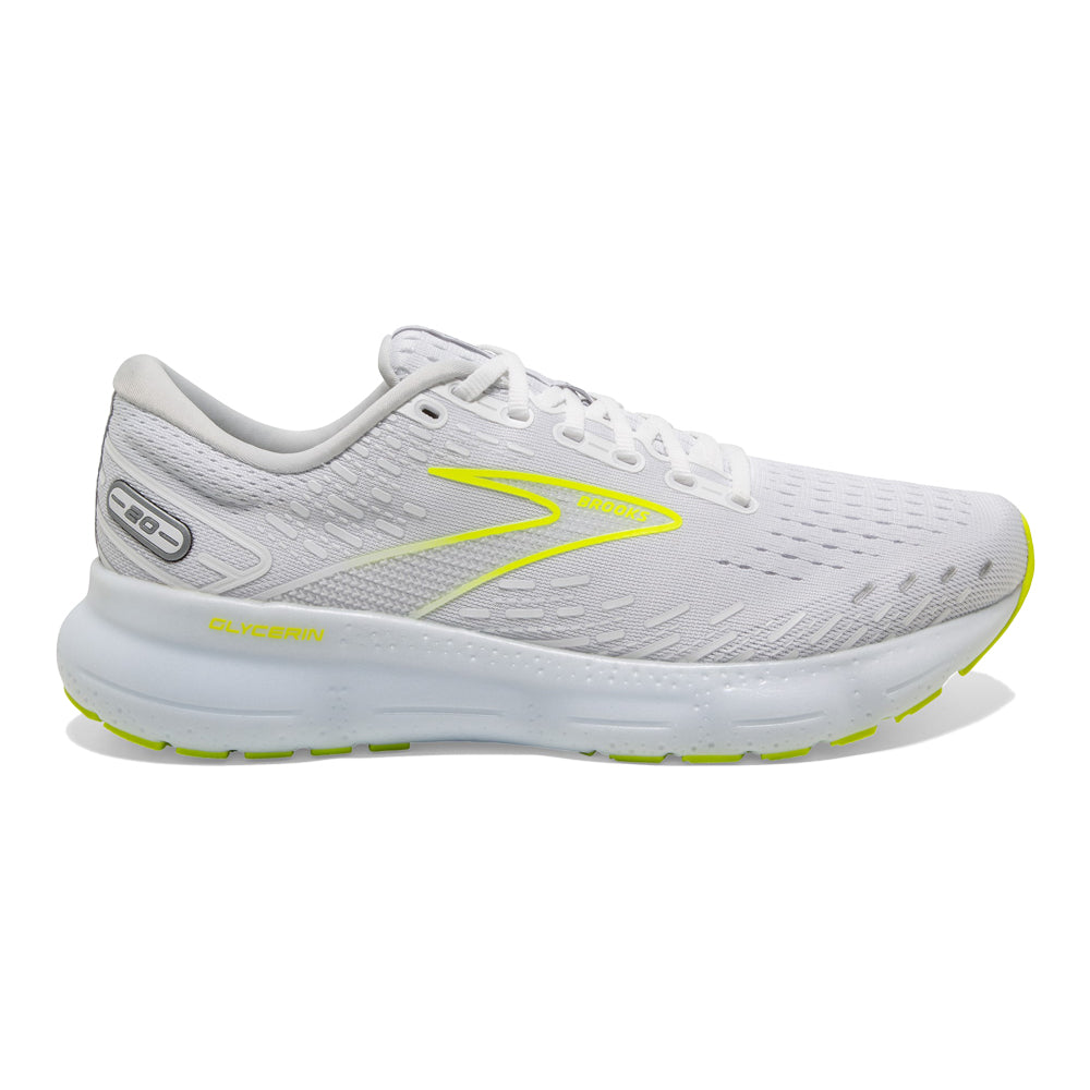 Men's Brooks Glycerin 20, White/Nightlife, 12 D Medium