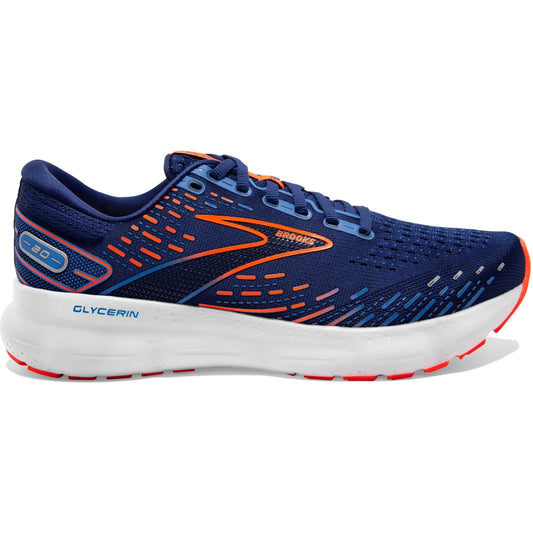 Men's Brooks Glycerin 20, Blue Depths/Palace Blue/Orange, 10 D Medium