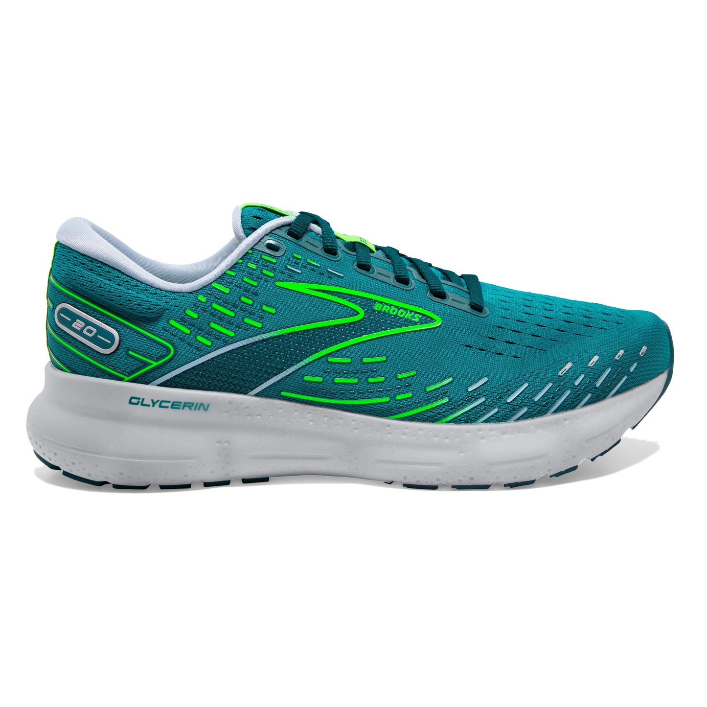 Men's Brooks Glycerin 20, Kayaking/Heron/Green Gecko, 11 D Medium