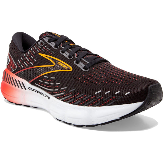 Men's Brooks Glycerin GTS 20, Black/Blackened Pearl/Fiery Red, 9.5 D Medium