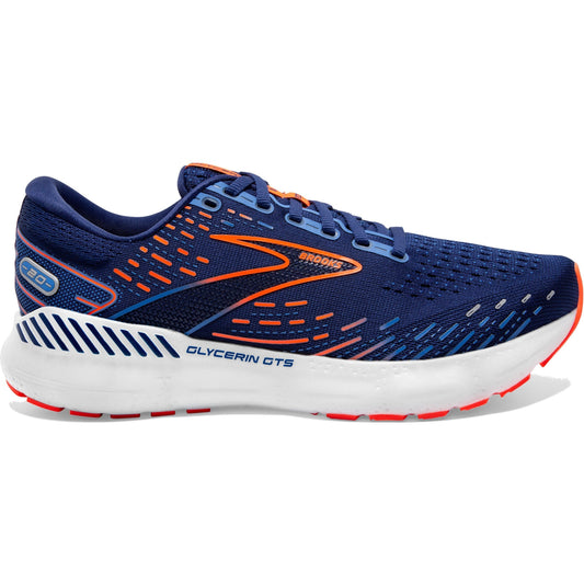 Men's Brooks Glycerin GTS 20, Blue Depths/Palace Blue/Orange, 11 D Medium