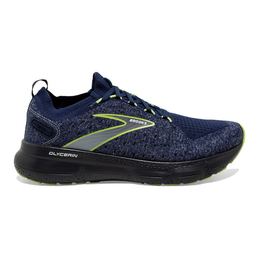 Men's Brooks Glycerin StealthFit 20, Blue/Ebony/Lime, 8.5 D Medium