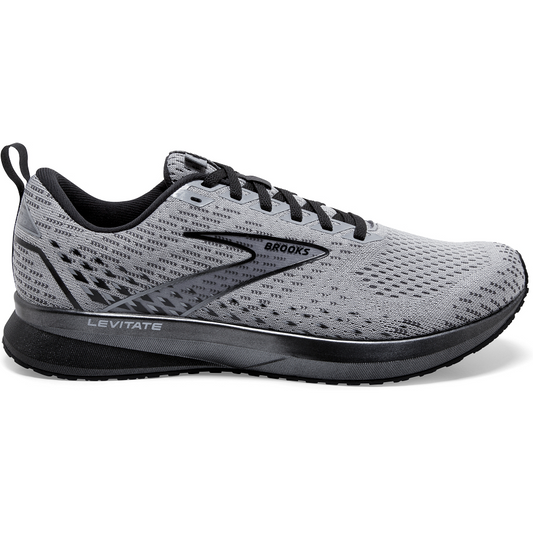 Men's Brooks Levitate 5, Grey/Blackened Pearl/Black, 12 D Medium