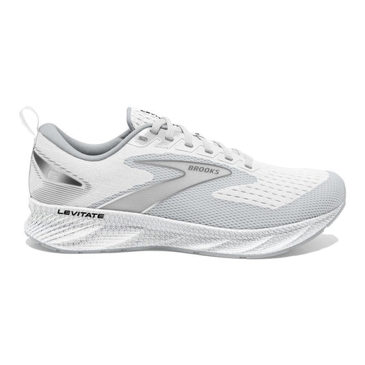 Men's Brooks Levitate 6, Bright White/Oyster Mushroom, 12 D Medium