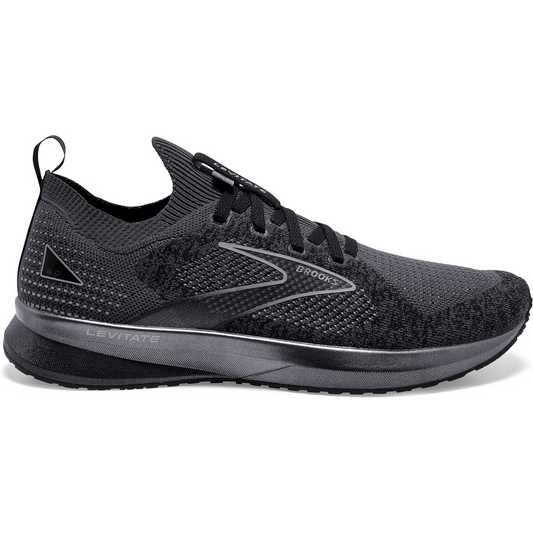 Men's Brooks Levitate Stealthfit 5, Black/Ebony/Grey, 8 D Medium