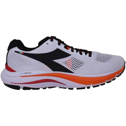 Men's Diadora Mythos Blushield 7 Vortice, White/Black/Vermillion Orange, 11 D Medium