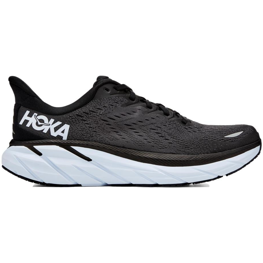 Men's Hoka One One Clifton 8, Black/White, 15 D Medium