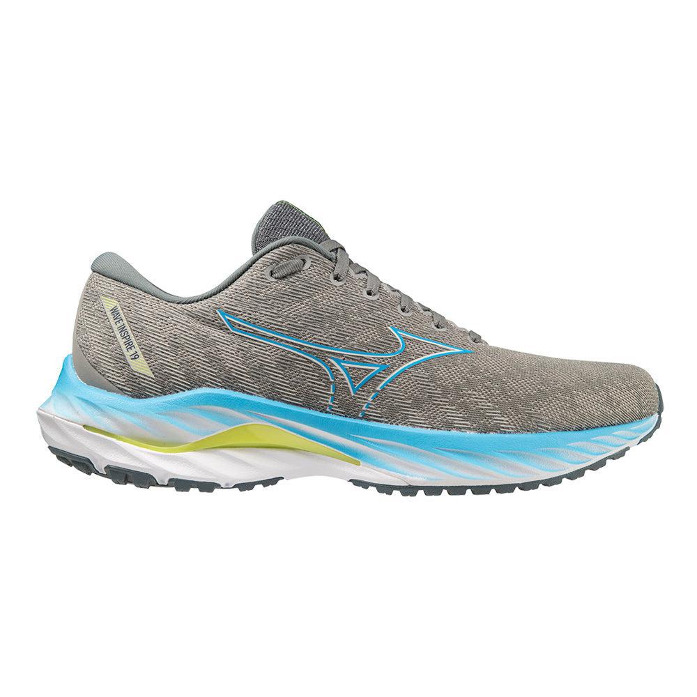 Men's Mizuno Wave Inspire 19, Ghost Grey-Jet Blue, 8 D Medium