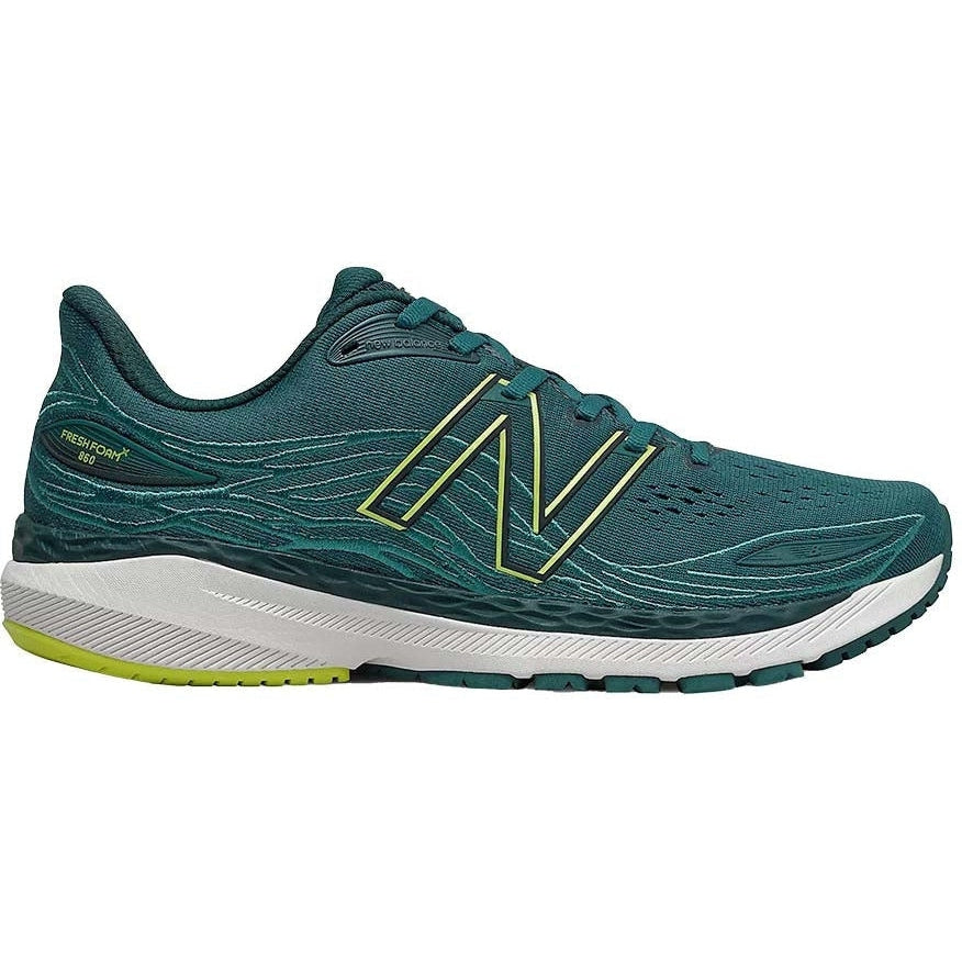 Men's New Balance Fresh Foam X 860v12, Mountain Teal/Sulphur Yellow, 10 D Medium