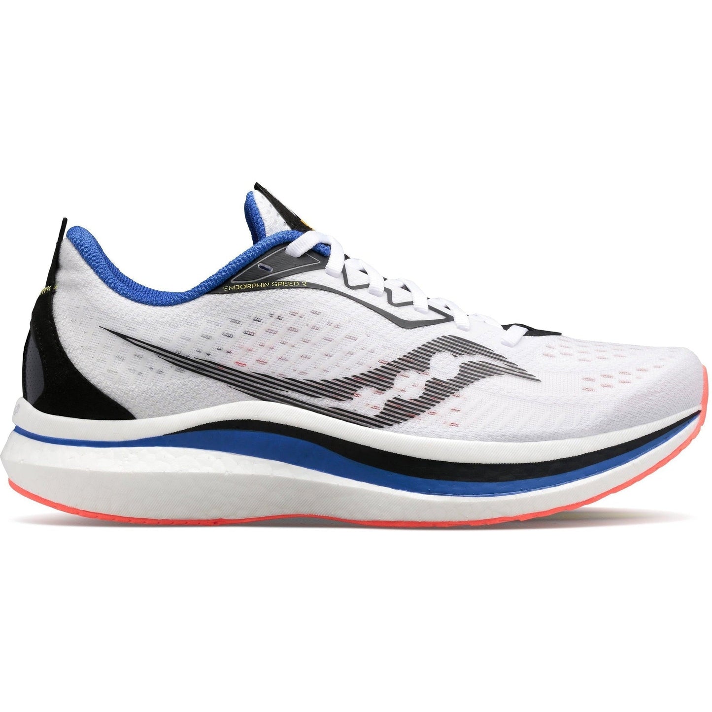 Men's Saucony Endorphin Speed 2, White/Black/Vizi, 10.5 D Medium