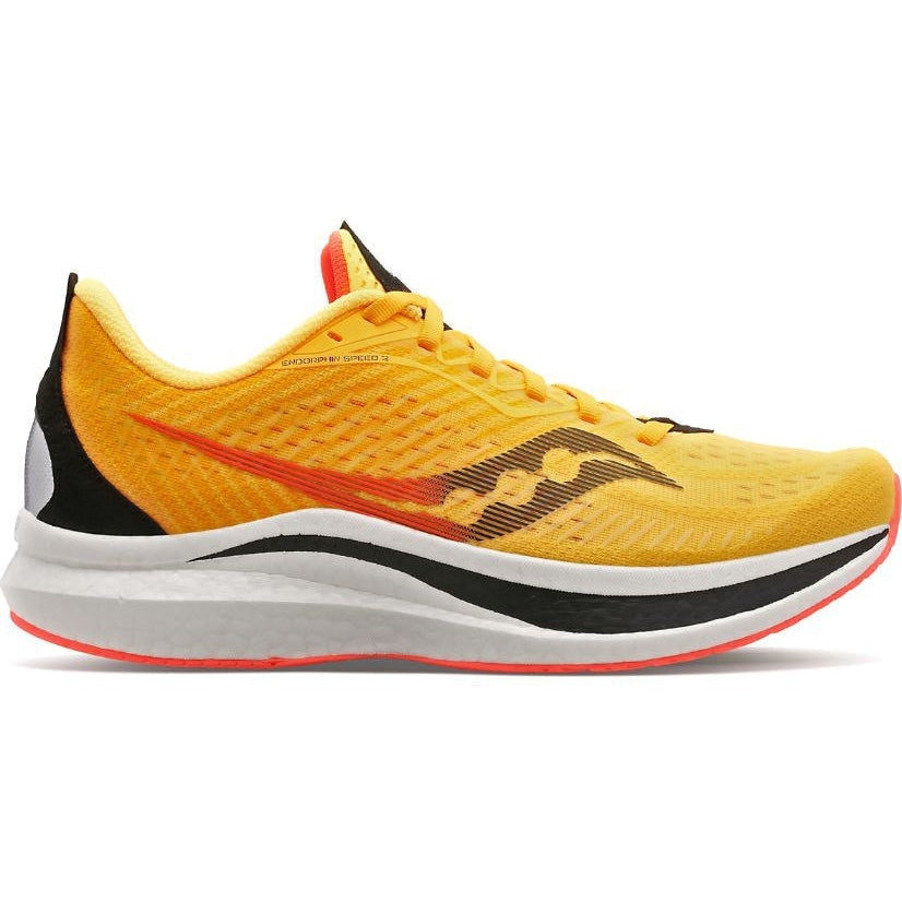 Men's Saucony Endorphin Speed 2, VIZIGOLD/VIZIRED, 9.5 D Medium