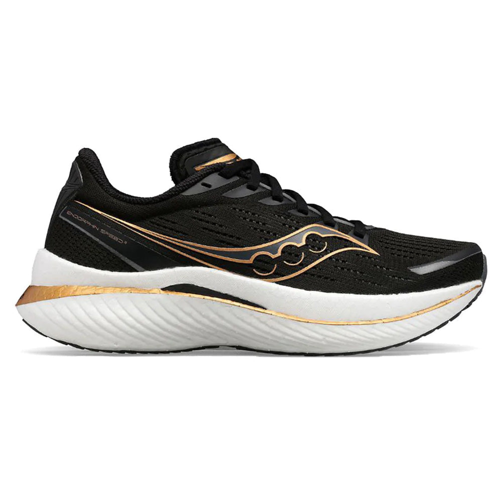Men's Saucony Endorphin Speed 3, Black/Goldstruck 12 D Medium