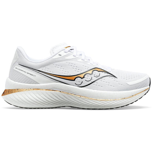 Men's Saucony Endorphin Speed 3, White/Gold, 8.5 D Medium