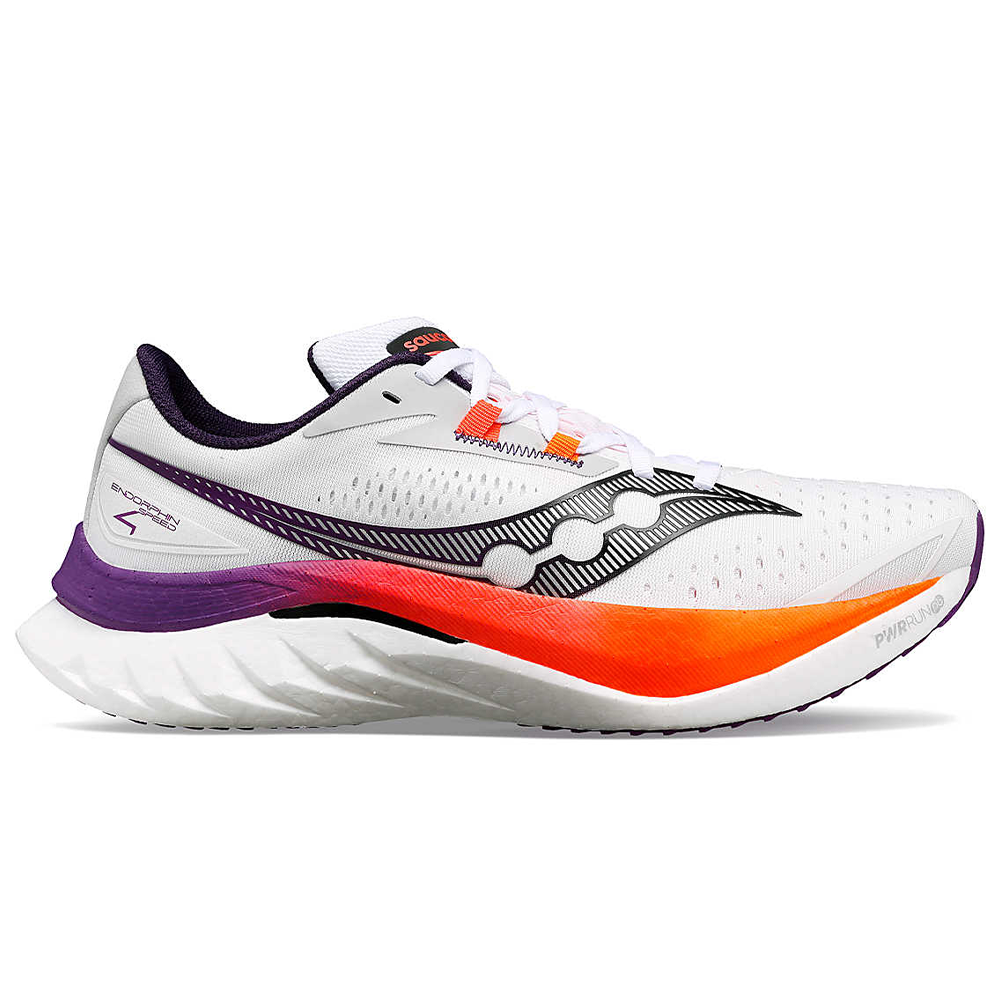 Men's Saucony Endorphin Speed 4, White/Viziorange, 8 D Medium