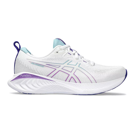 Women's Asics Gel-Cumulus 25, White/Gris Blue, 9 B Medium