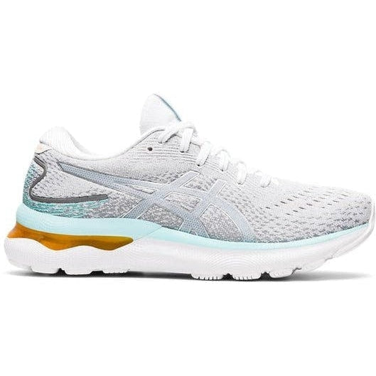 Women's Asics GEL-Nimbus 24, White/Pure Silver, 6 B Medium