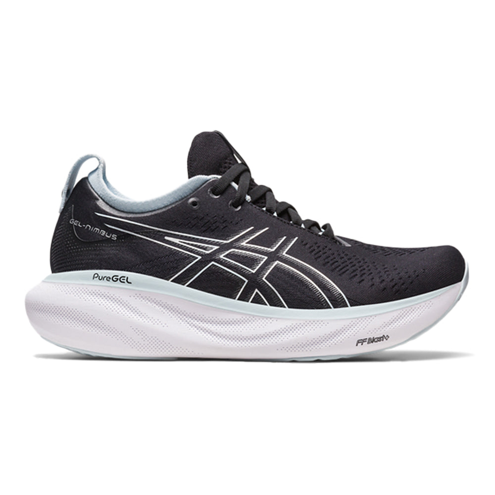 Women's Asics Gel-Nimbus 25, Black/Reborn Blue, 9 B Medium