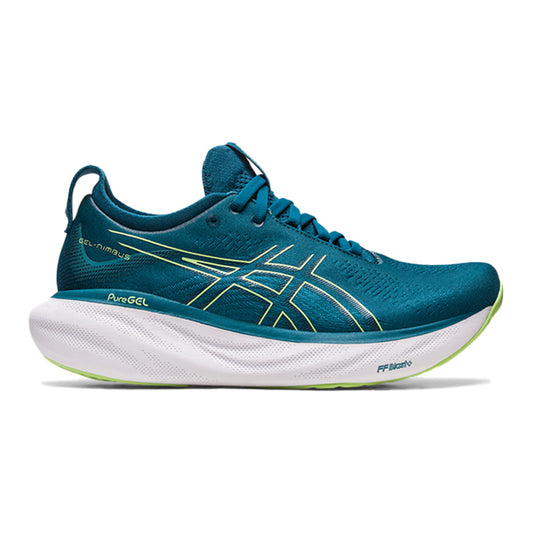 Women's Asics Gel-Nimbus 25, INK TEAL/LIME GREEN, 11.5 B Medium