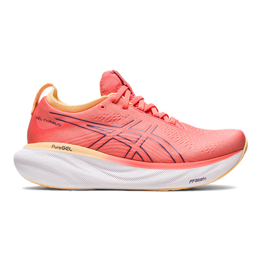 Women's Asics Gel-Nimbus 25, PAPAYA/DUSTY PURPLE, 8 B Medium