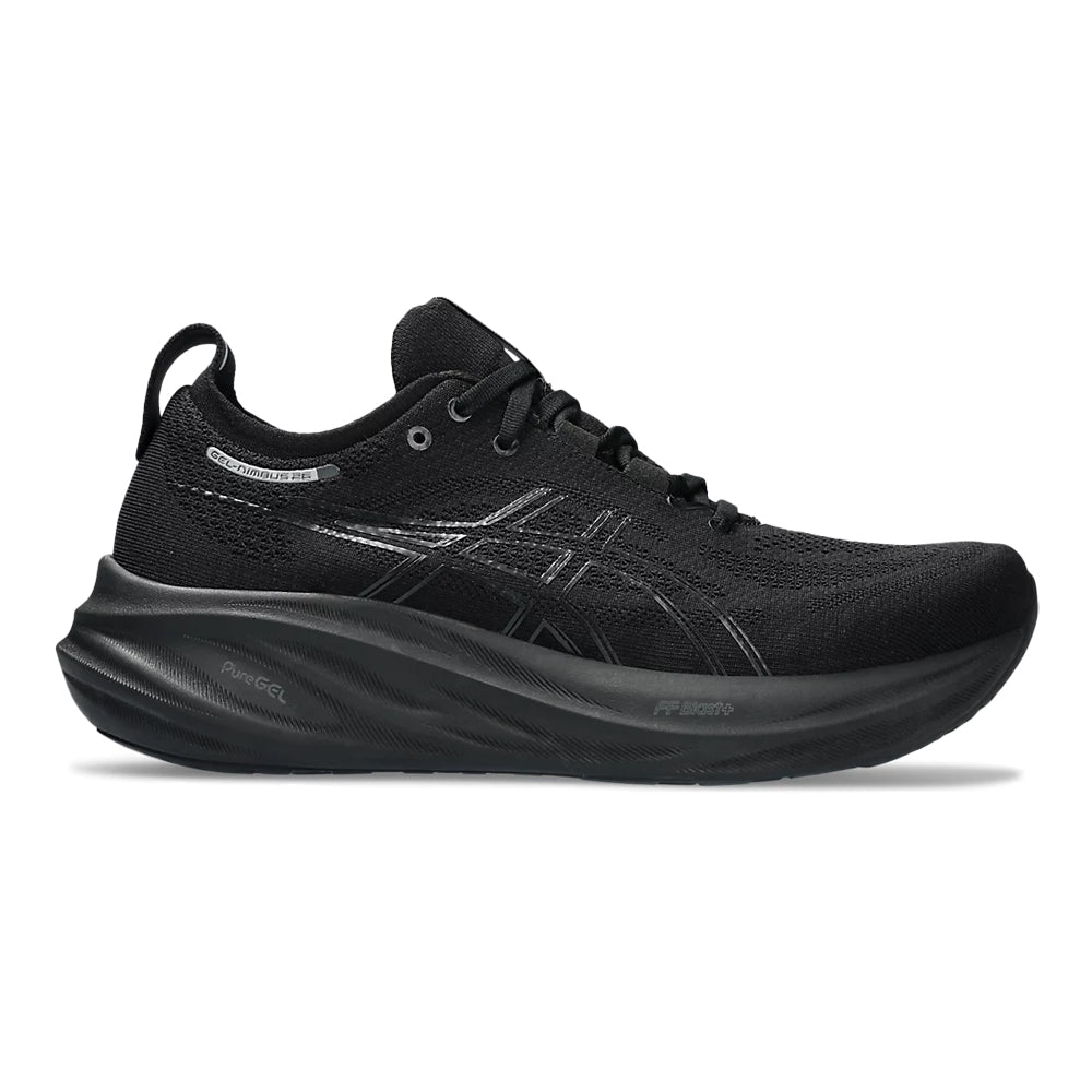 Women's Asics GEL-Nimbus 26, Black/Black, 7.5 B Medium