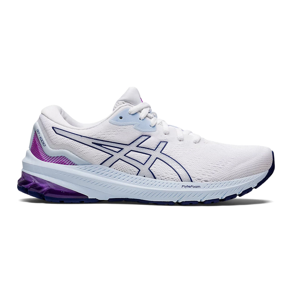 Women's Asics GT-1000 11, White/Dive Blue, 8.5 B Medium