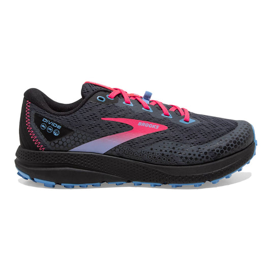 Women's Brooks Divide 3, Ebony/Black/Diva Pink, 8 B Medium