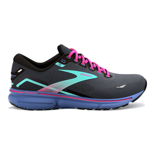 Women's Brooks Ghost 15, Black/Blue/Aruba, 6 B Medium